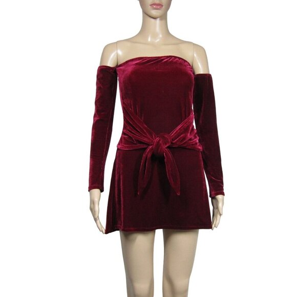 LOVERS & FRIENDS NWT VELVET Lucia Burgandy Red WHIMSIGOTH Party Mini Dress S - Picture 1 of 10